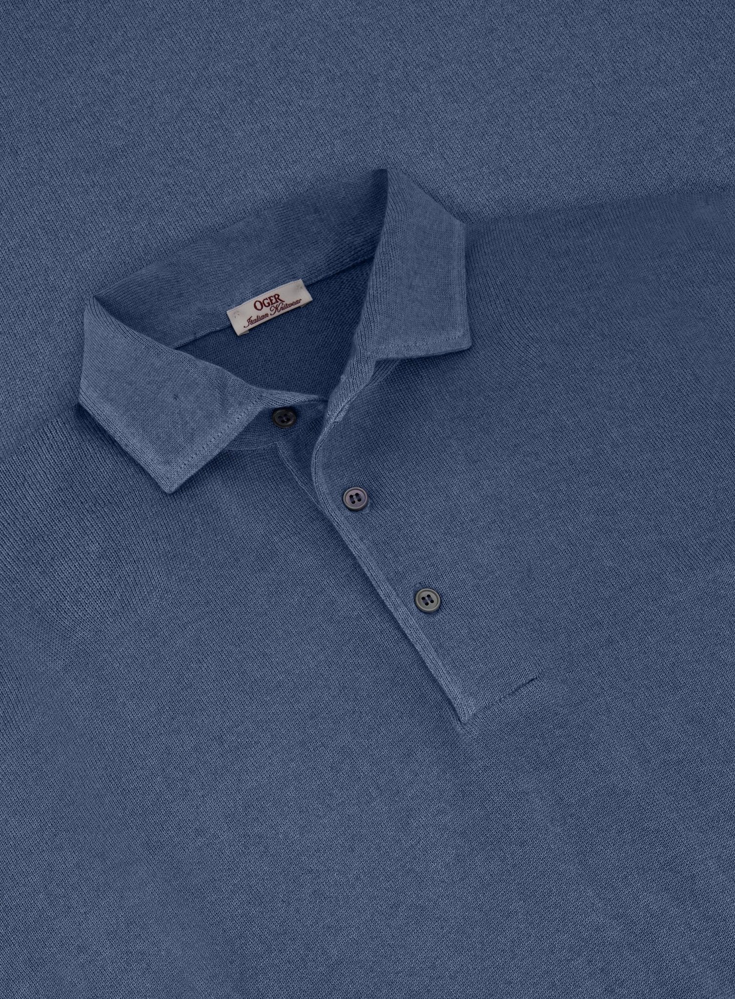 Lange mouwen polo van wol | JEANS BLAUW