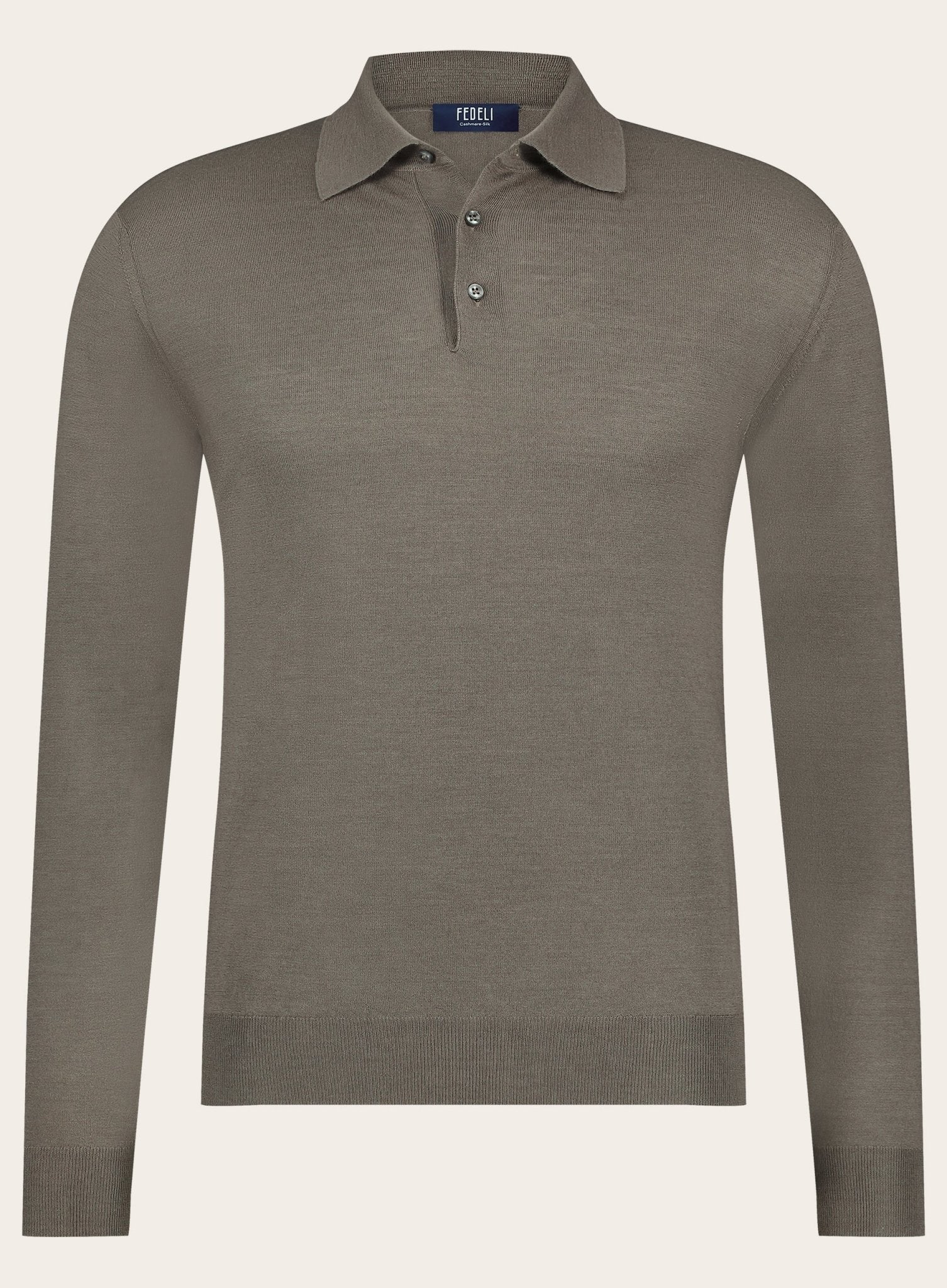 Poloshirt van cashmere en zijde | Taupe 