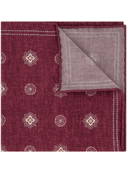 Pochet met print van wol en katoen | DARK BORDEAUX