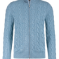 Kabelgebreid ritsvest van wol en cashmere | L.Blauw