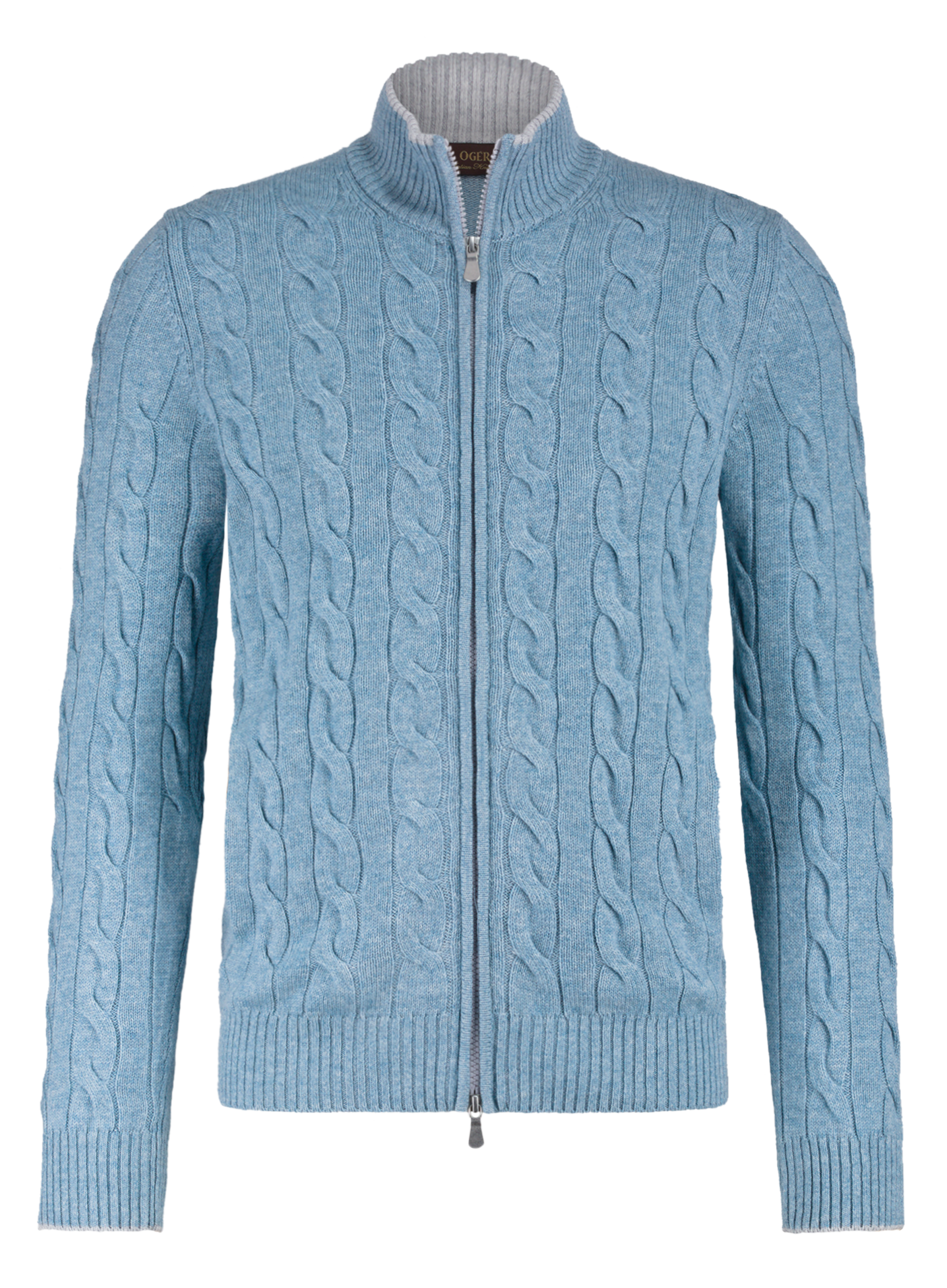 Kabelgebreid ritsvest van wol en cashmere | L.Blauw