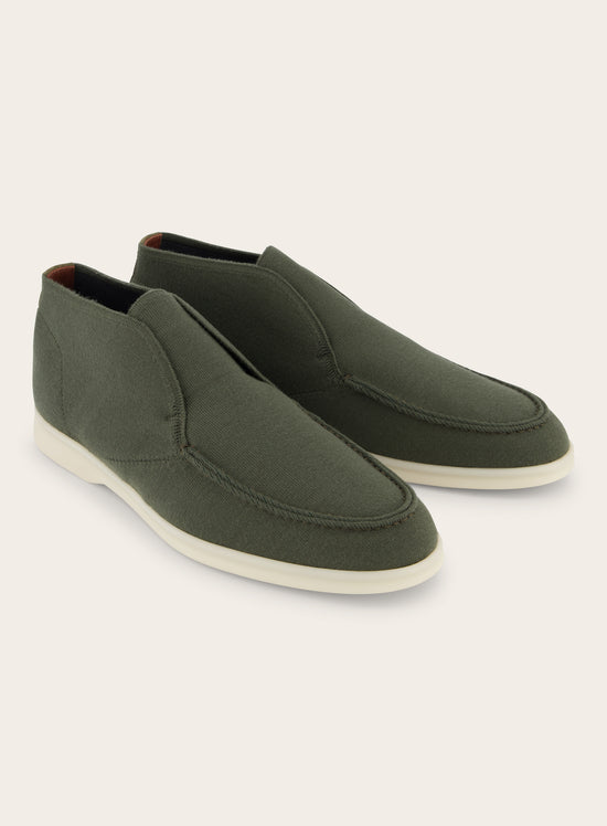 Knitted open walk boots van suède | D.Groen