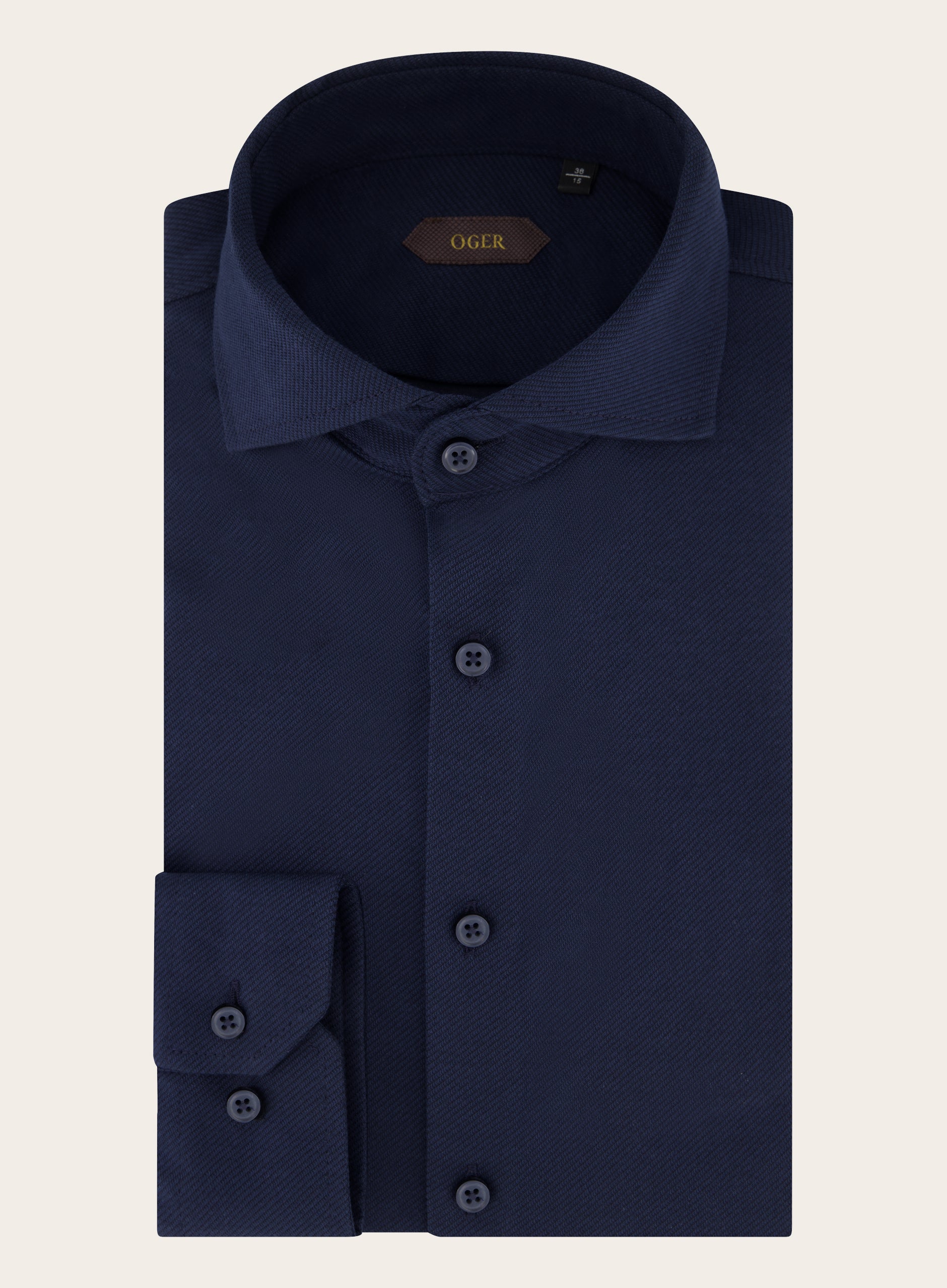 Slim-fit twill shirt van katoen | Blue Navy