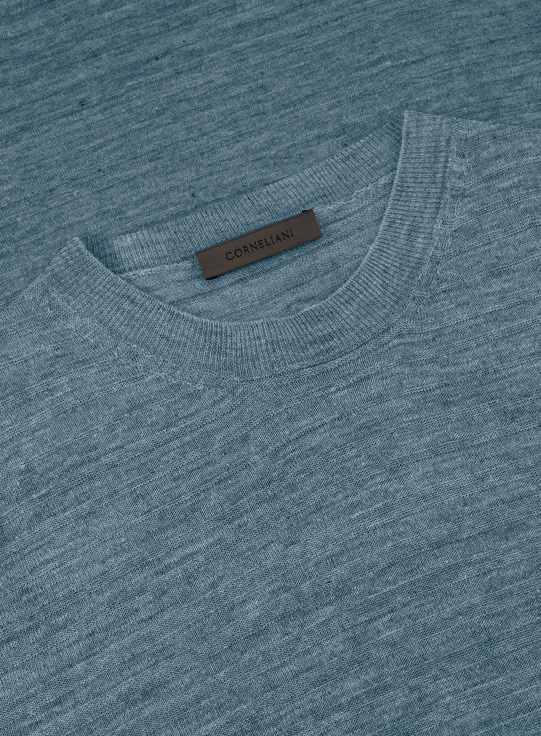 Gemêleerd T-shirt van linnen en zijde | FULL_WIDTH | Aqua