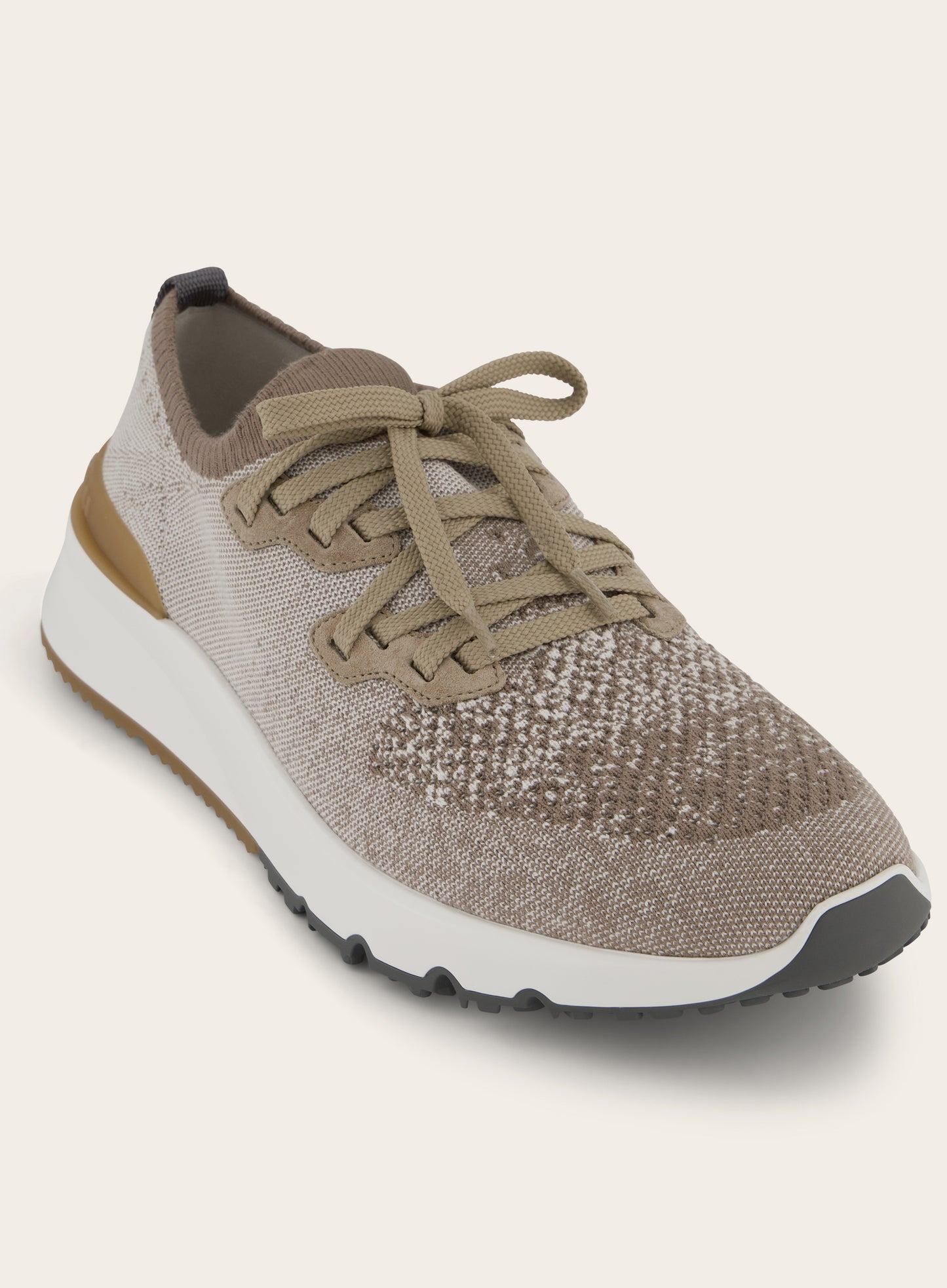 Knitted low-top sneakers | Beige-Bruin