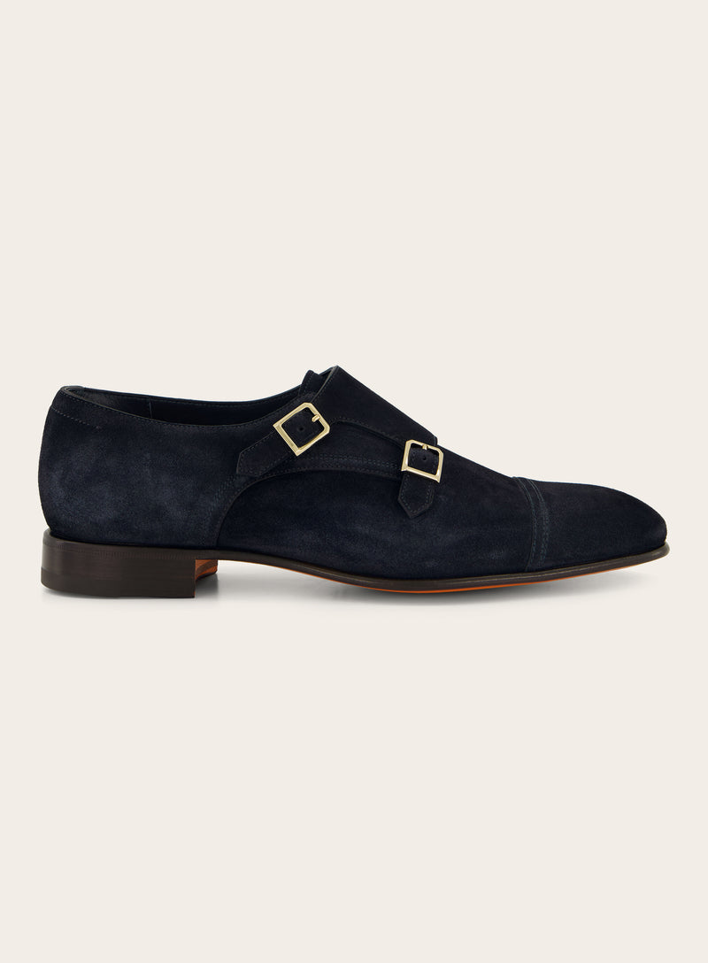 Dubbele gespschoenen van suède