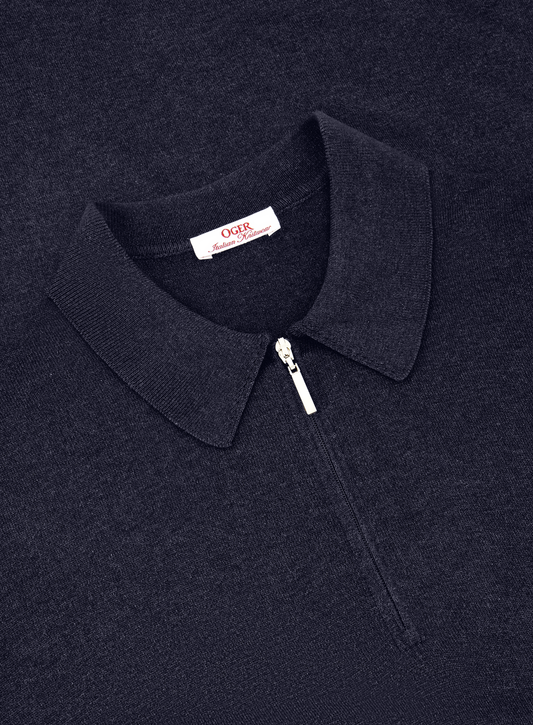 Seiden-Poloshirt mit Reißverschluss