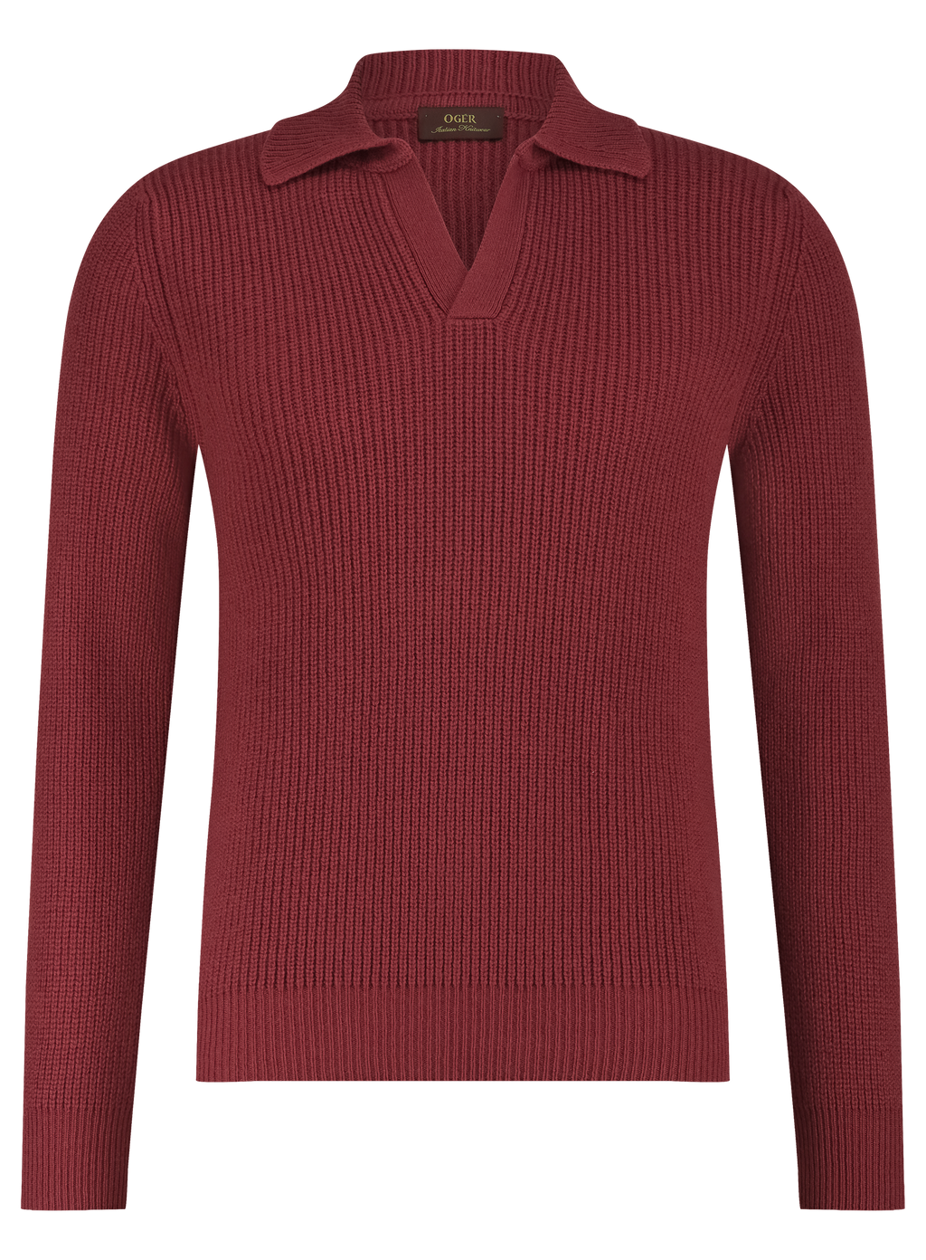 Buttonless polo van wol | Roest