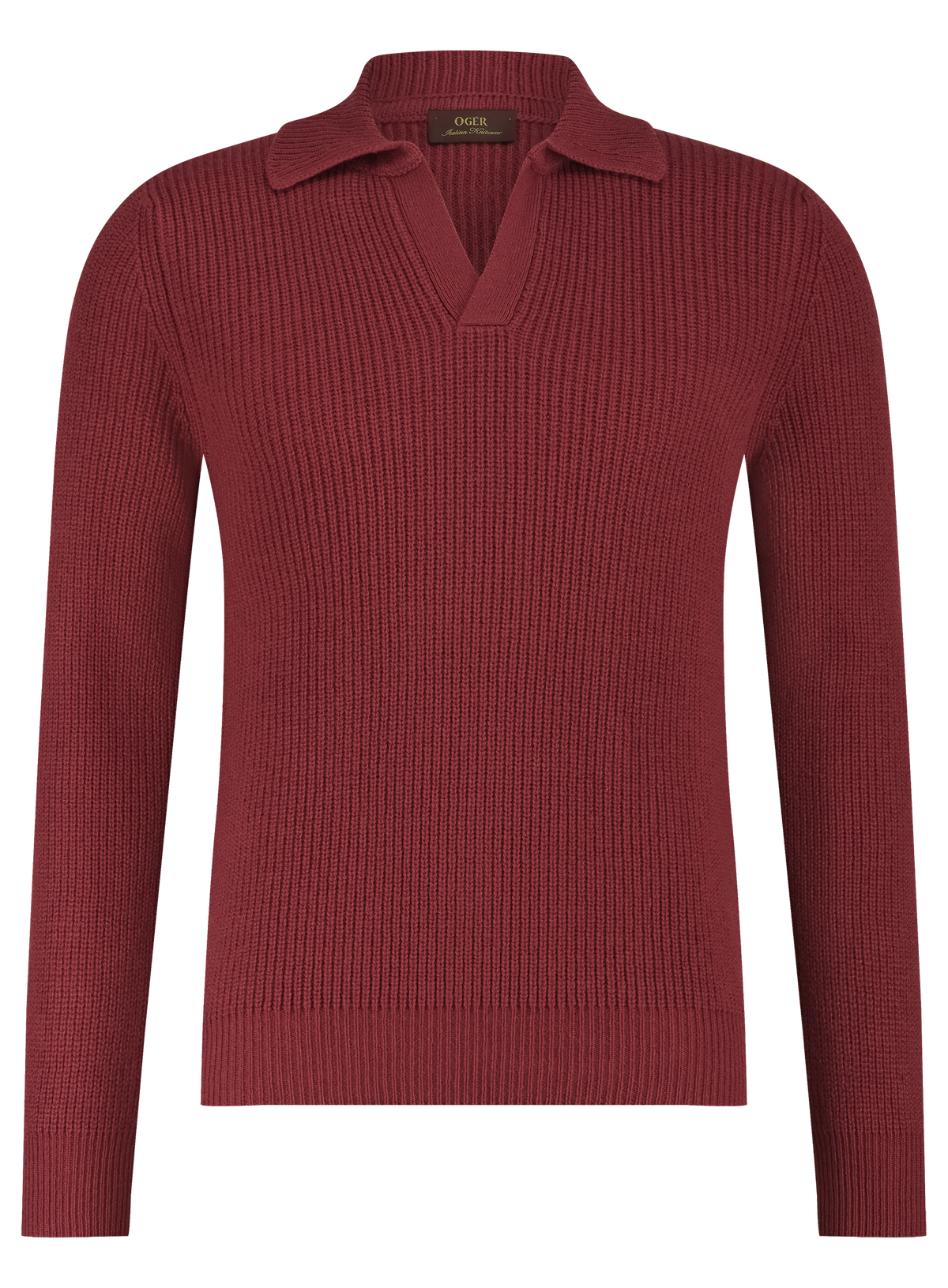 Buttonless polo van wol | Roest