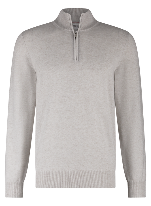 Half-zip ritsvest van cashmere | GRIJS-MELEE