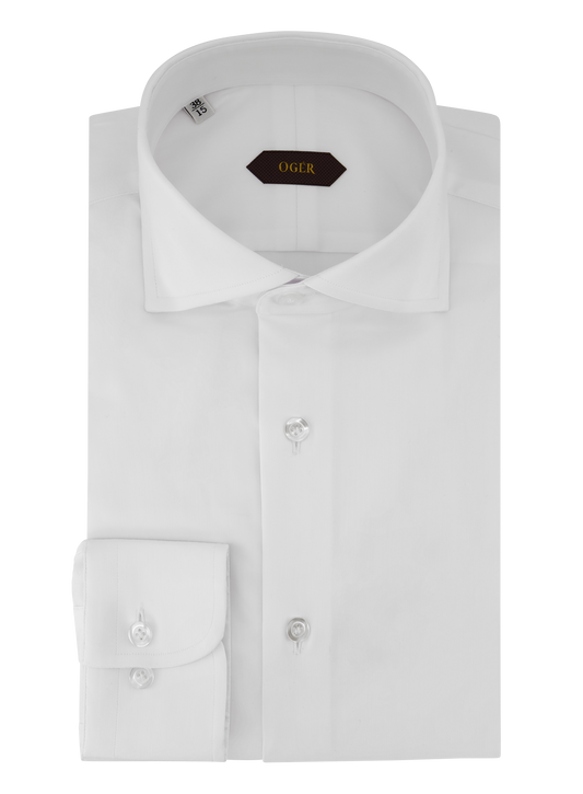 Shirt van katoen met stretch | Wit