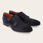 Suède dubbele gespschoenen | BLUE NAVY