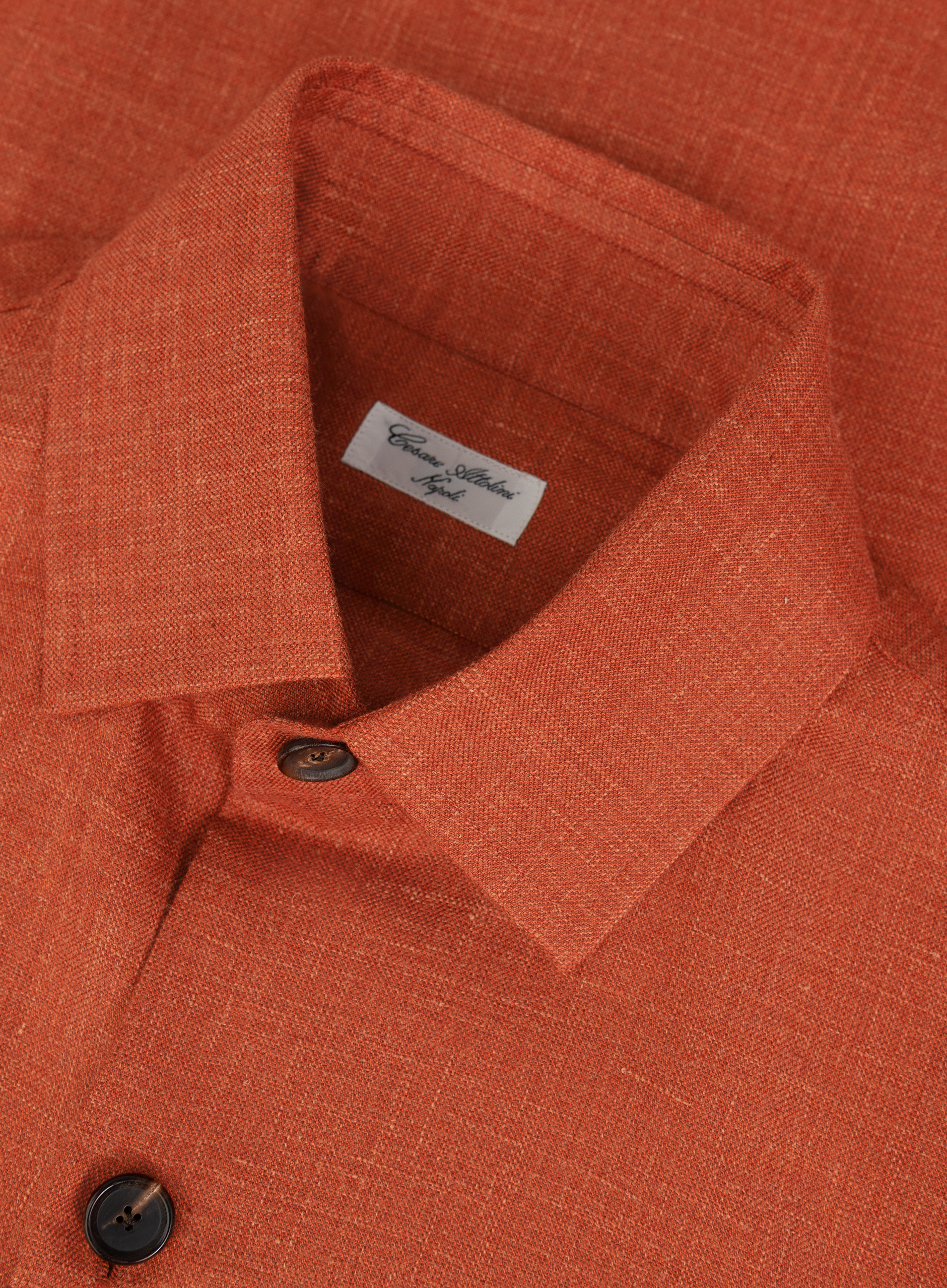 Handgemaakt overshirt van cashmere, zijde en linnen | FULL_WIDTH | Roest