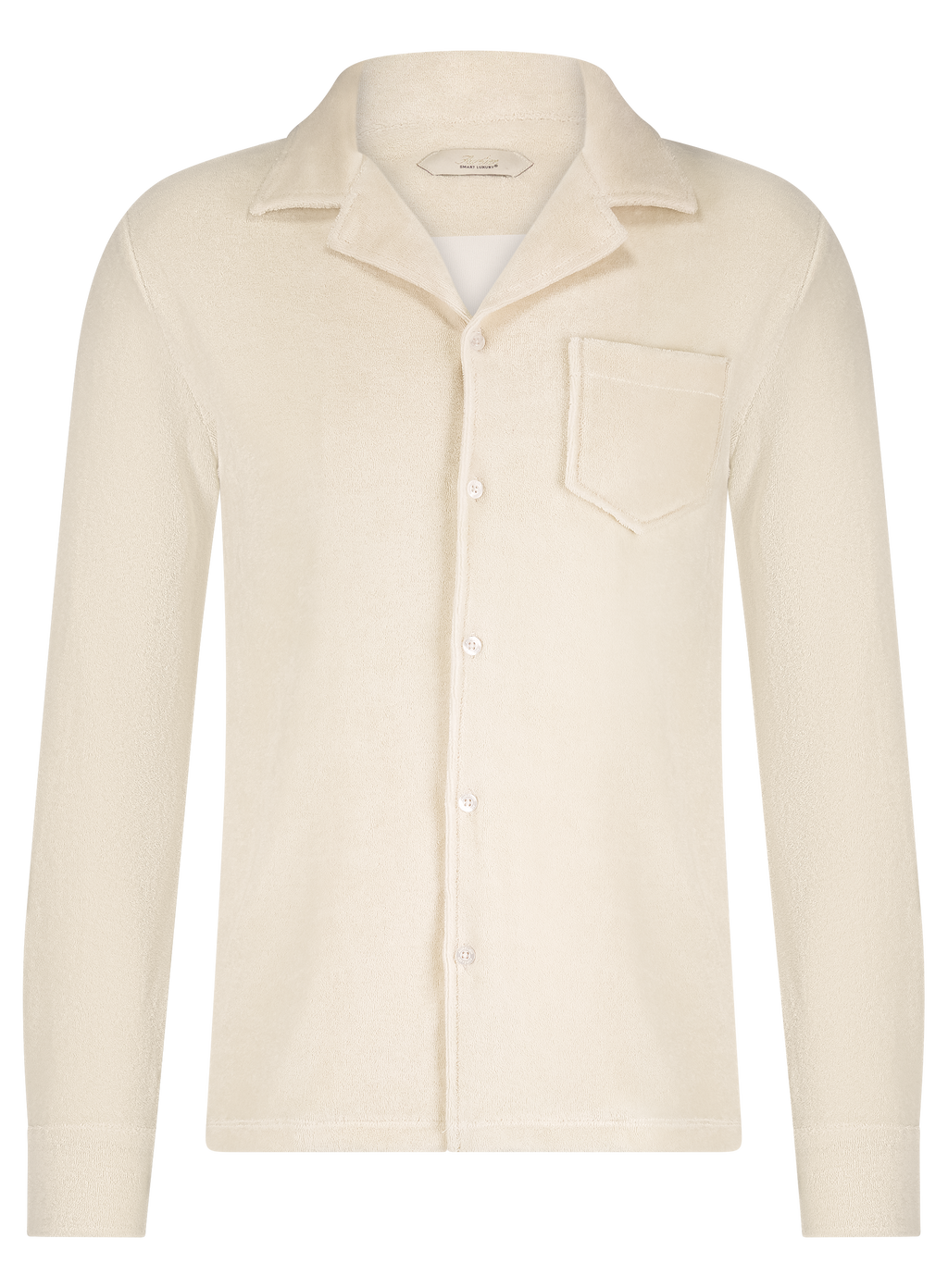 Terry badstof polo met lange mouwen | Beige