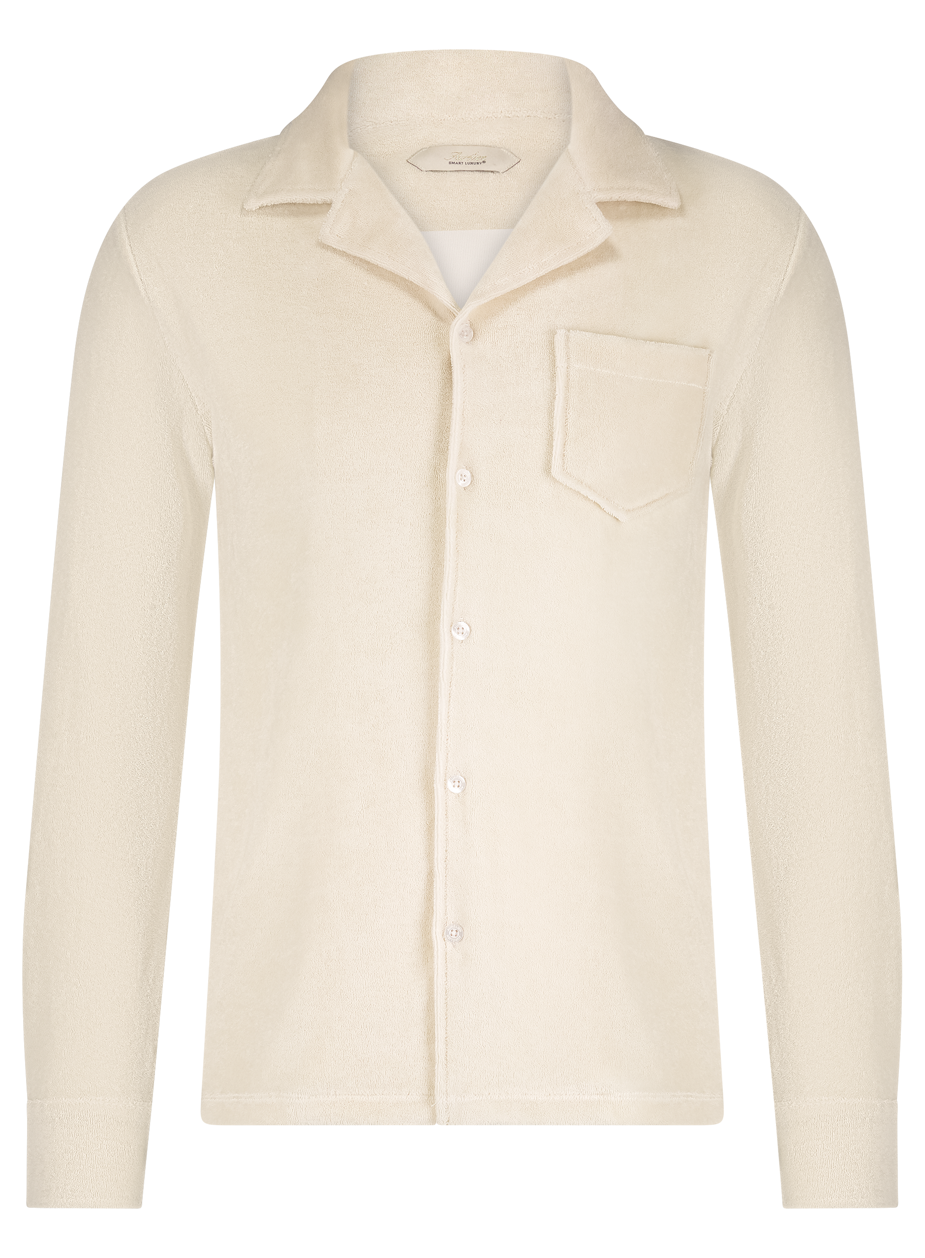 Terry badstof polo met lange mouwen | Beige