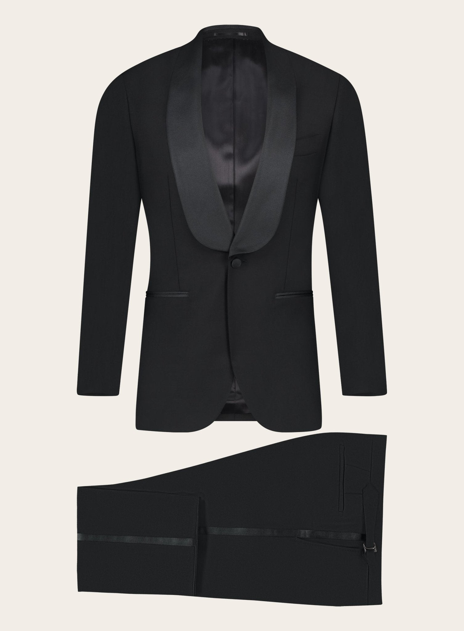 Driedelige tuxedo van wol en mohair | Zwart