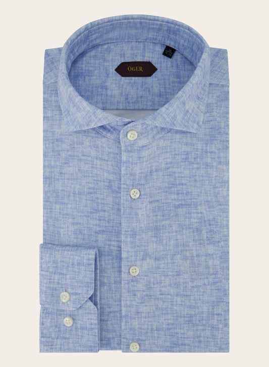 Gemêleerd shirt van katoen | L.Blauw