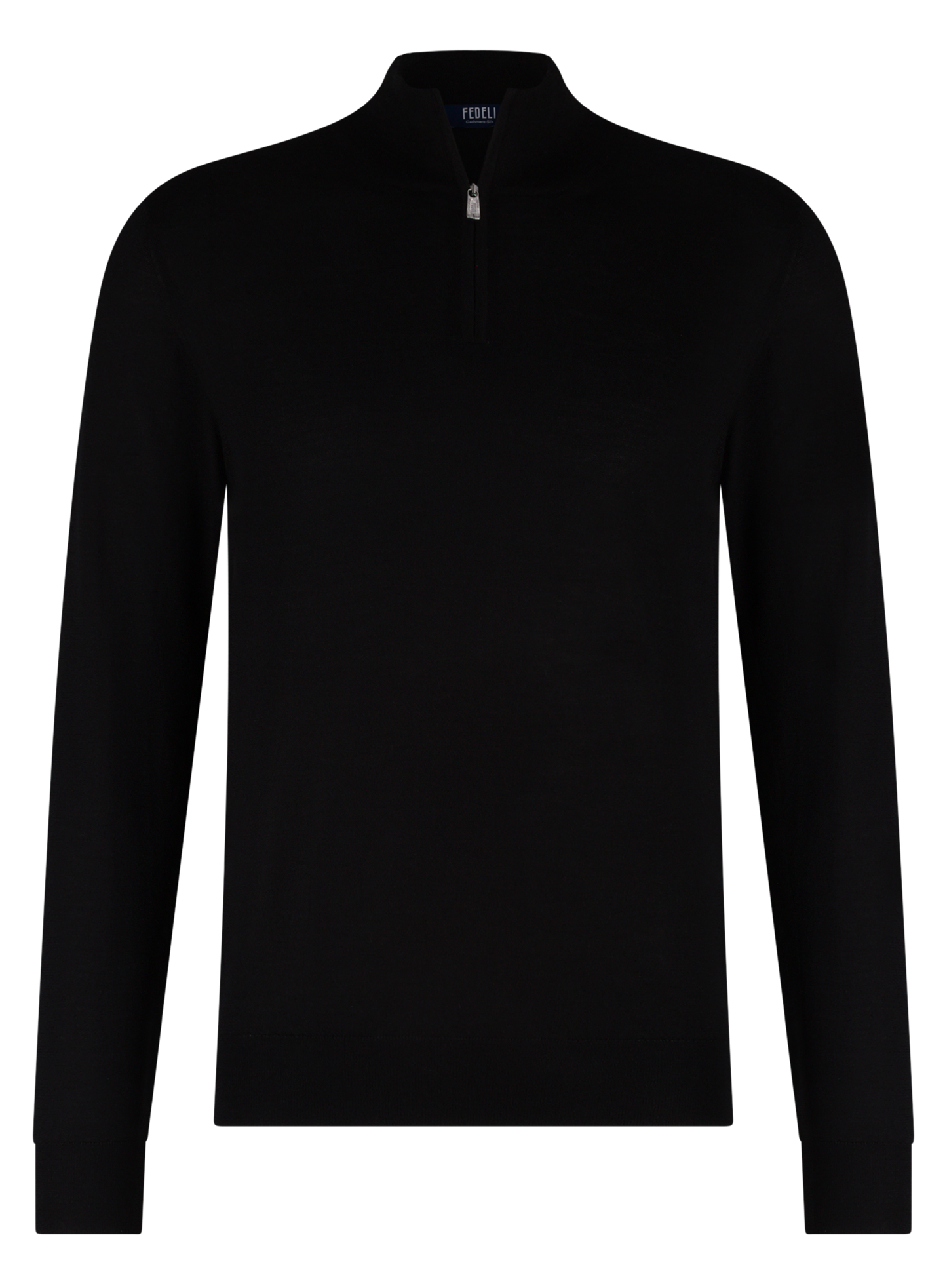 Half-zip vest van cashmere en zijde | Zwart