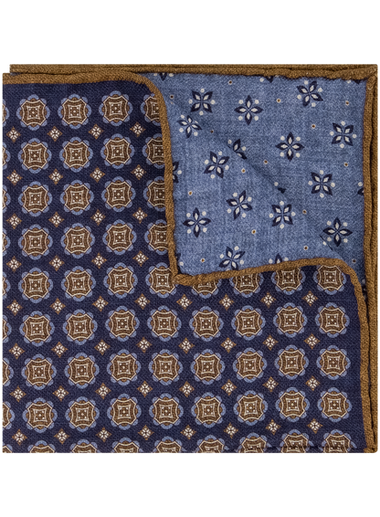 Pochet met print van zijde | Blauw
