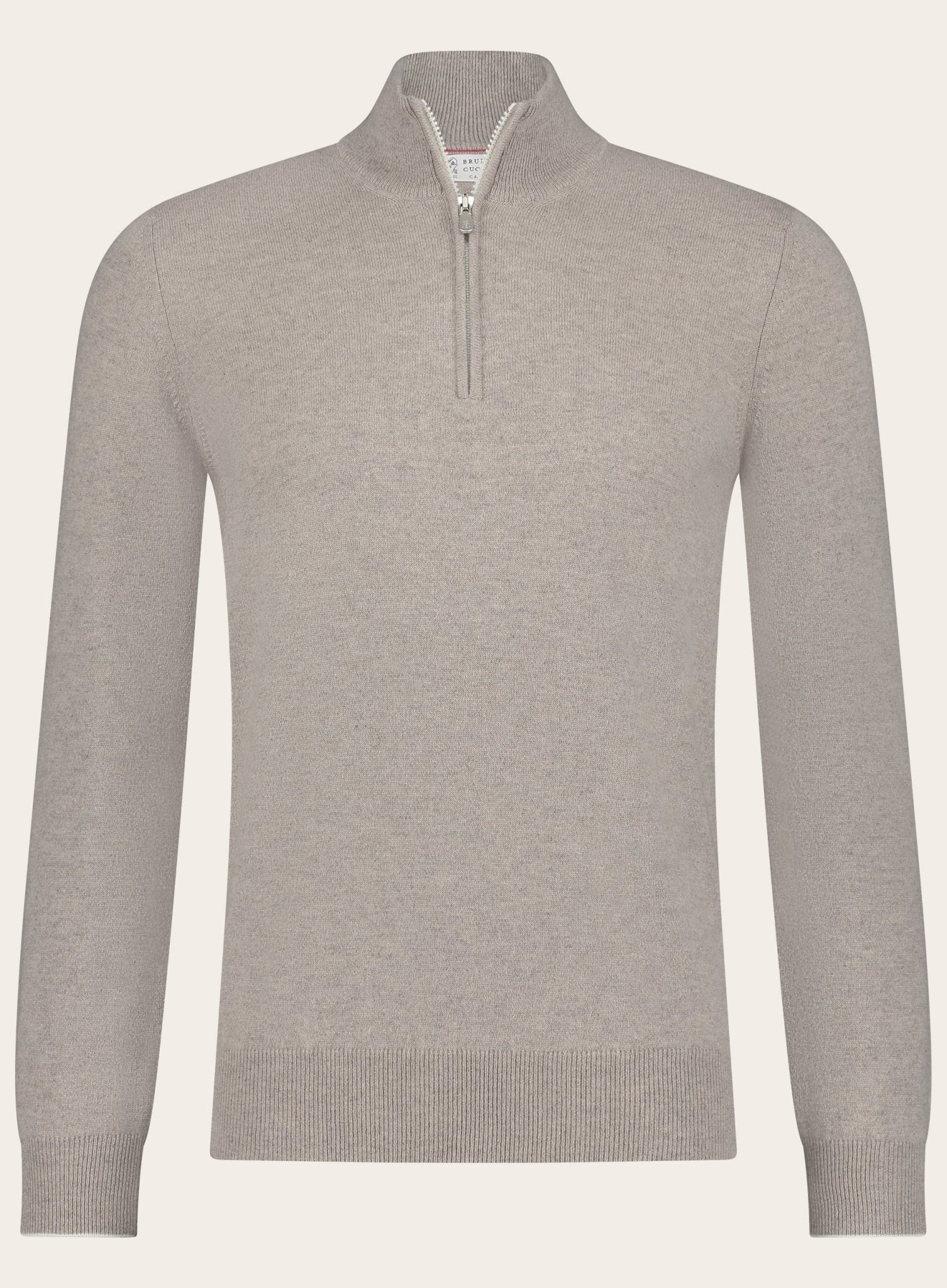 Half-zip trui van cashmere | Taupe