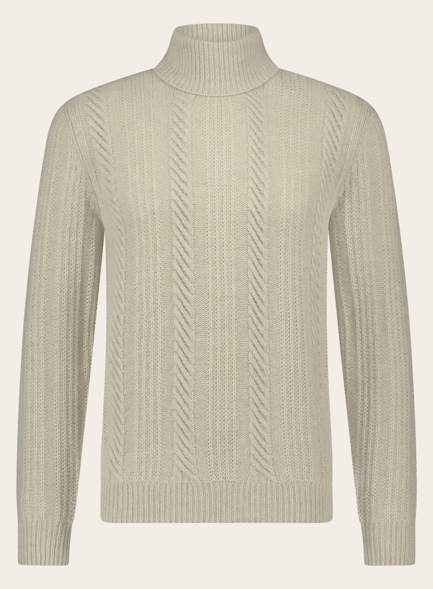 Coltrui met kabelpatroon van cashmere | Beige