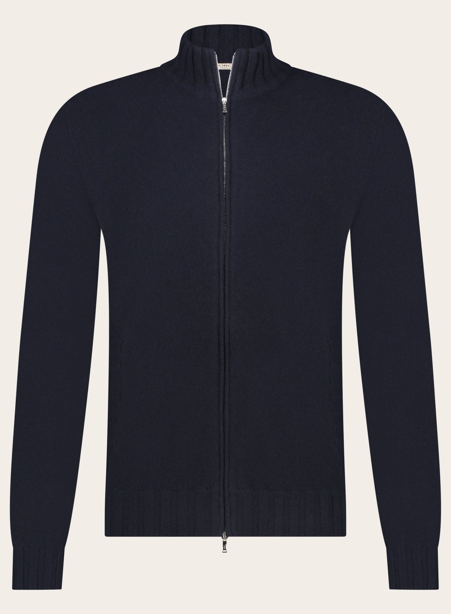 Ritsvest met opstaande kraag van cashmere | BLUE NAVY