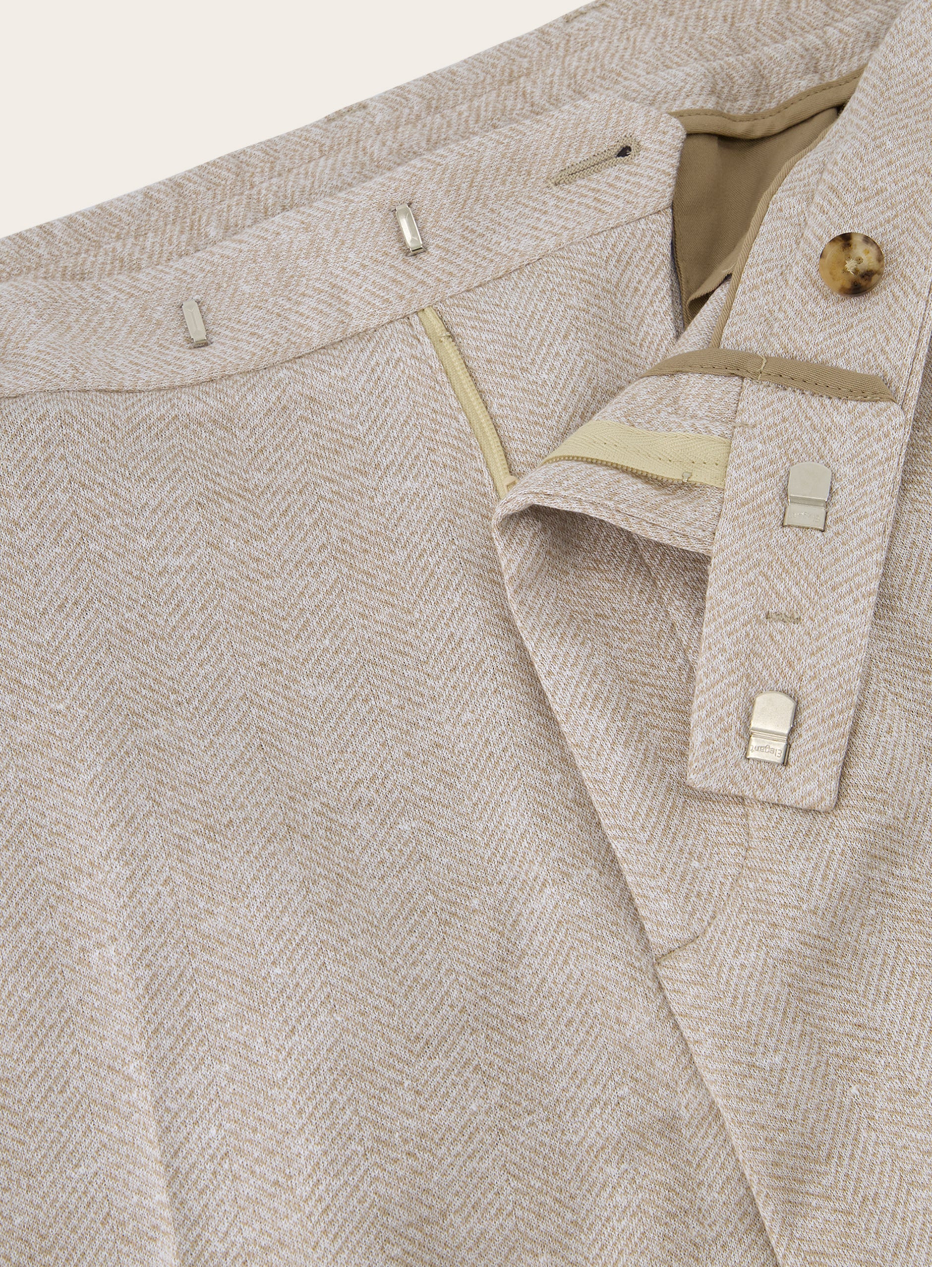 Pantalon van linnen, zijde en katoen | Beige