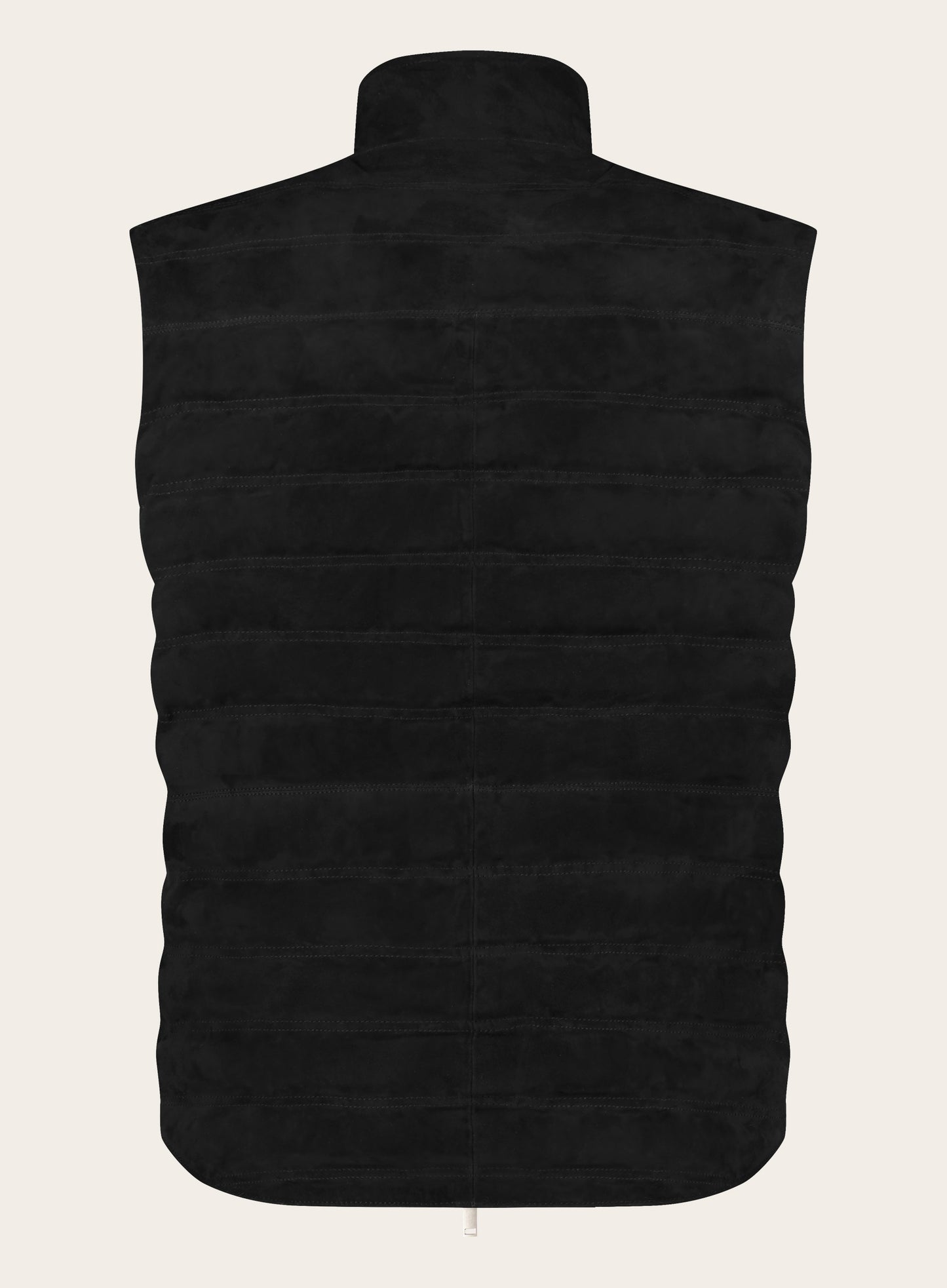 Regular-fit gewatteerde bodywarmer van suède | Zwart