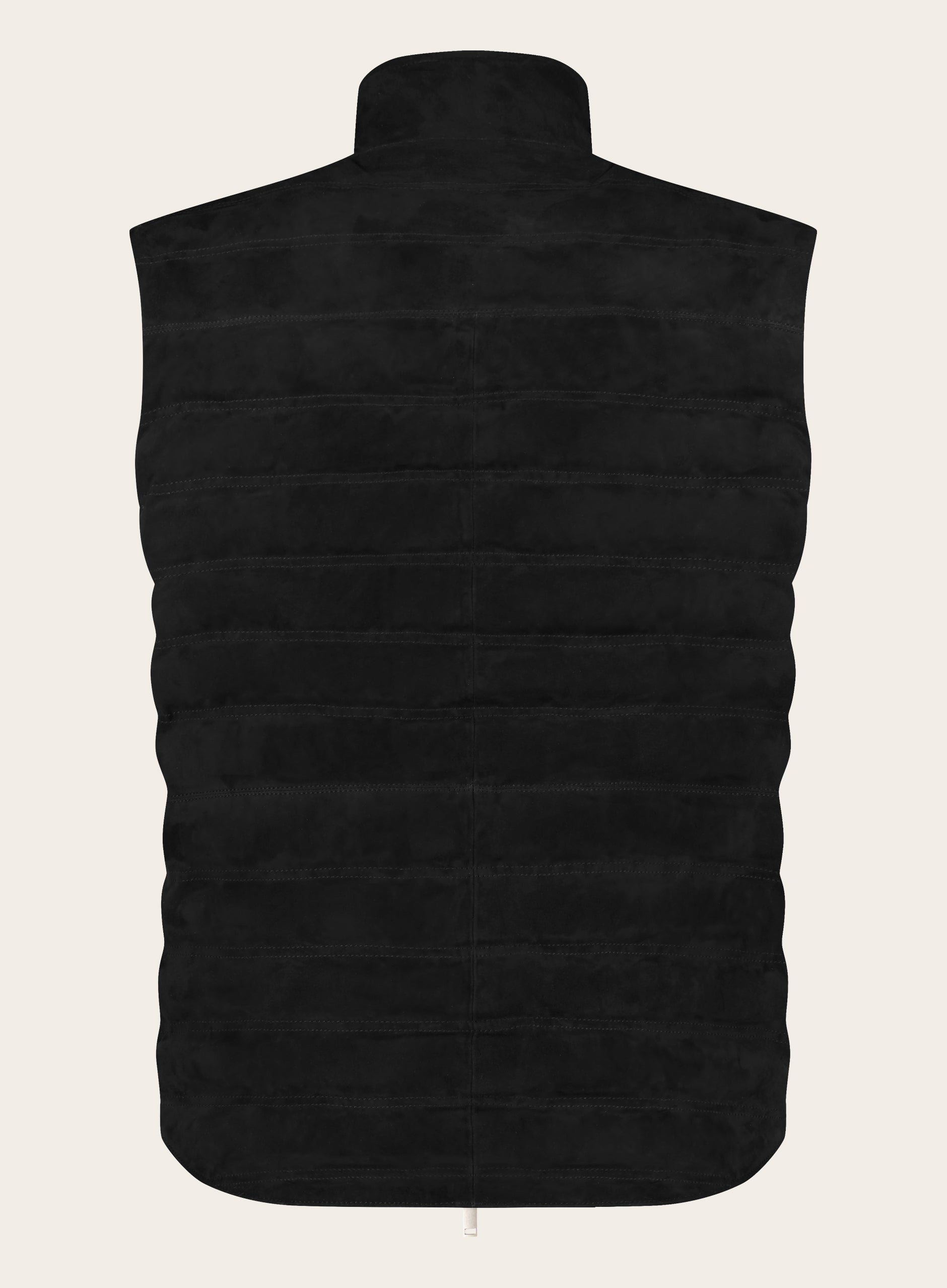 Regular-fit gewatteerde bodywarmer van suède | Zwart