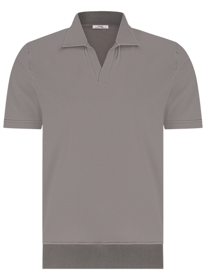 Buttonless polo van katoen | TAUPE