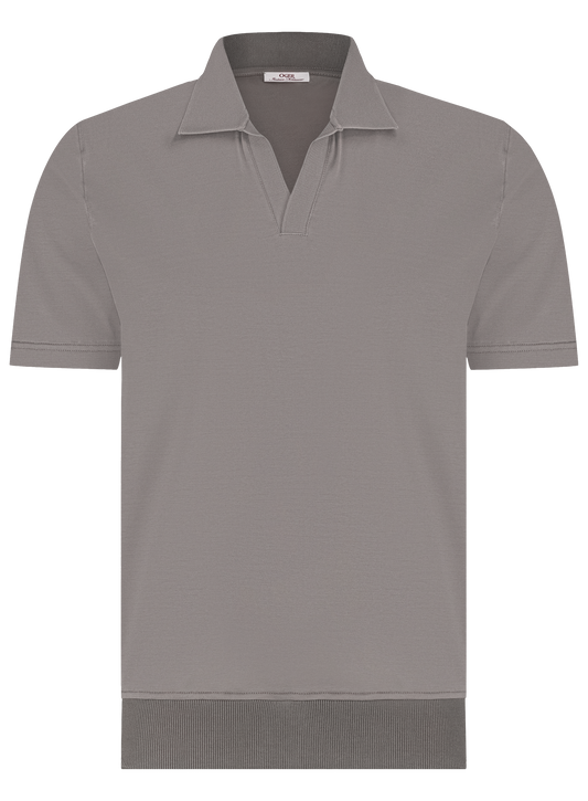 Buttonless polo van katoen | TAUPE