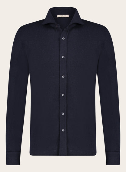 Slim-fit overshirt van cashmere | BLUE NAVY
