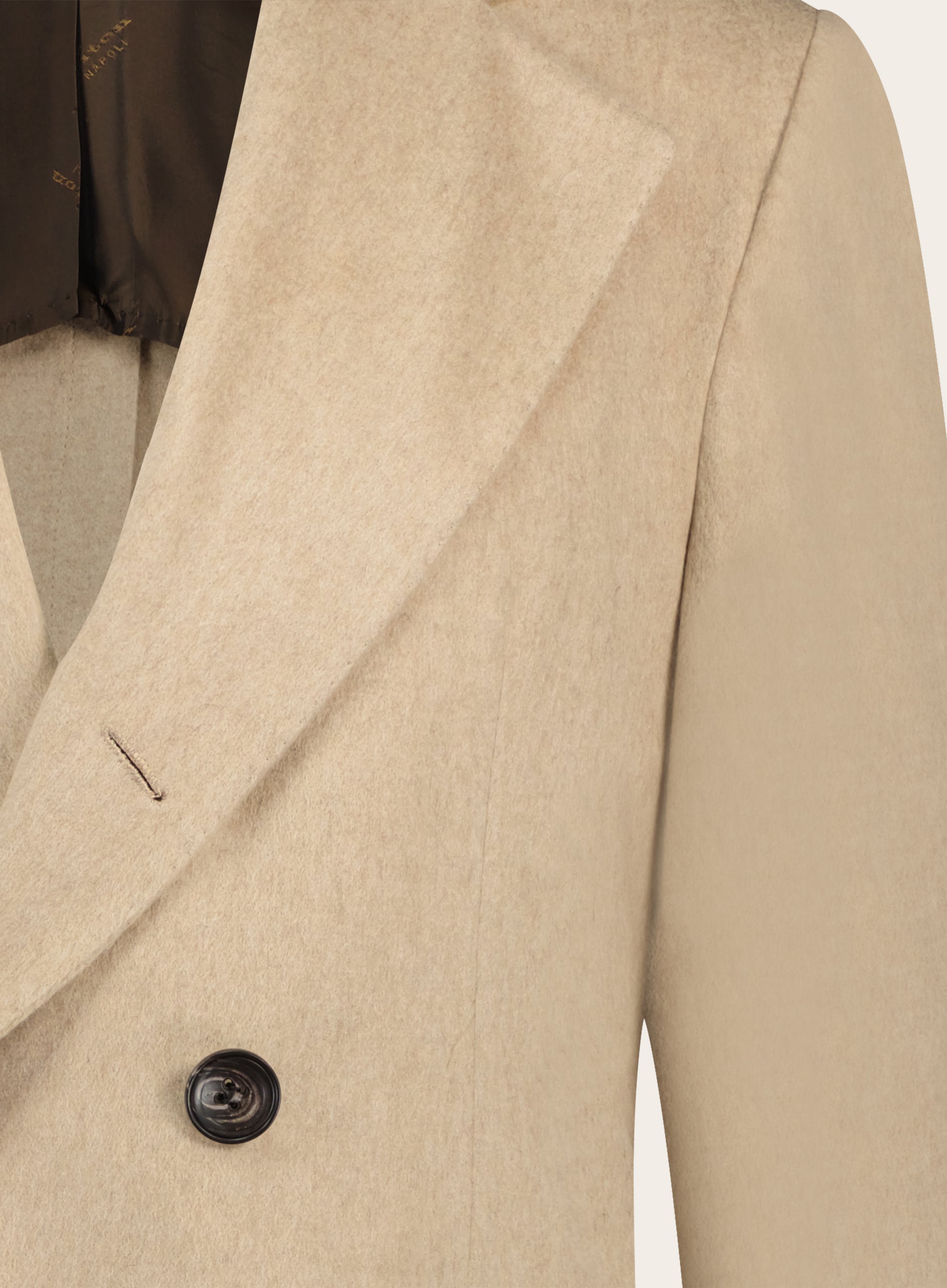Regular-fit double breasted mantel van wol, cashmere en zijde | Beige