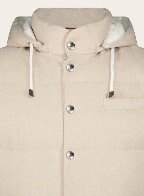 Slim-fit bodywarmer van wol, zijde en cashmere | Beige