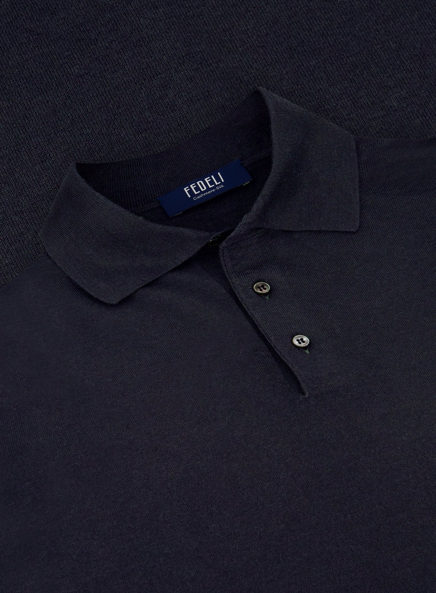 Poloshirt van cashmere en zijde | BLUE NAVY