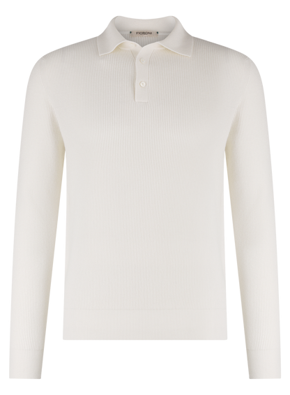 Geribde polo van cashmere | Wit