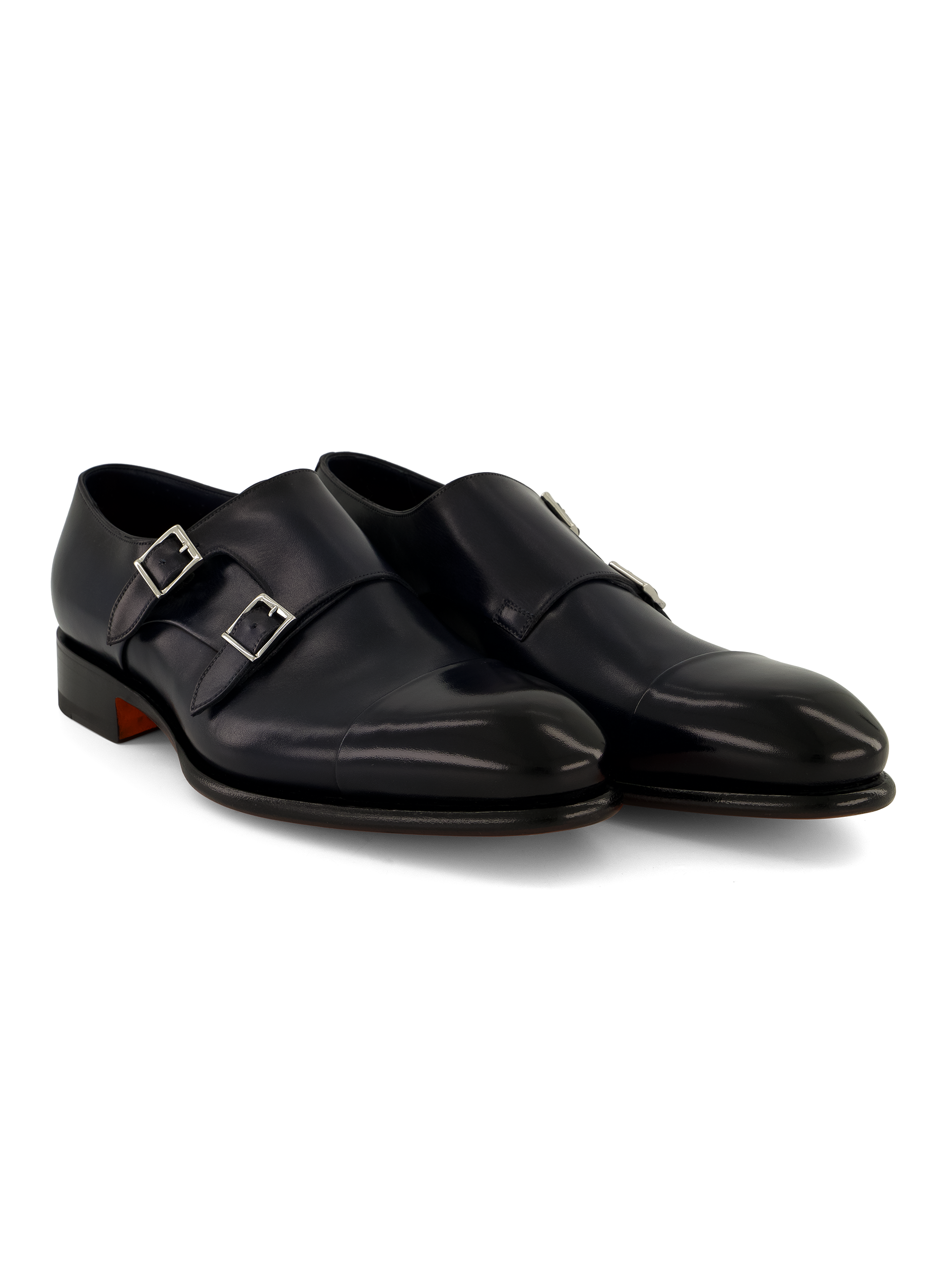 Dubbele gespschoenen van leer | BLUE NAVY