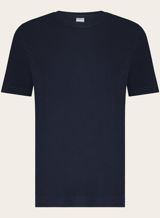 Terry badstof t-shirt van katoen | BLUE NAVY