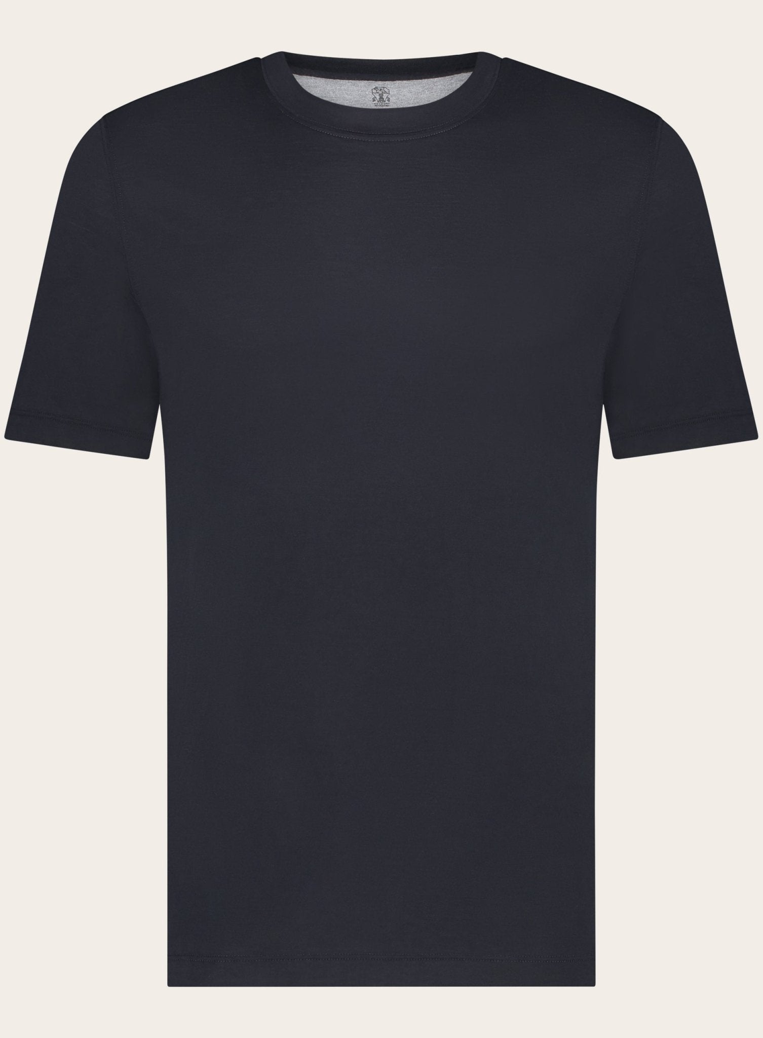 T-shirt van zijde en katoen | BLUE NAVY