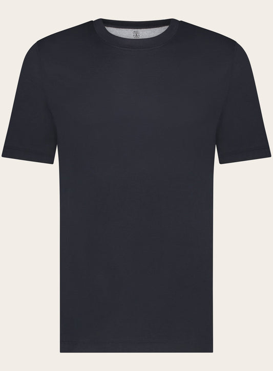 T-shirt van zijde en katoen | BLUE NAVY