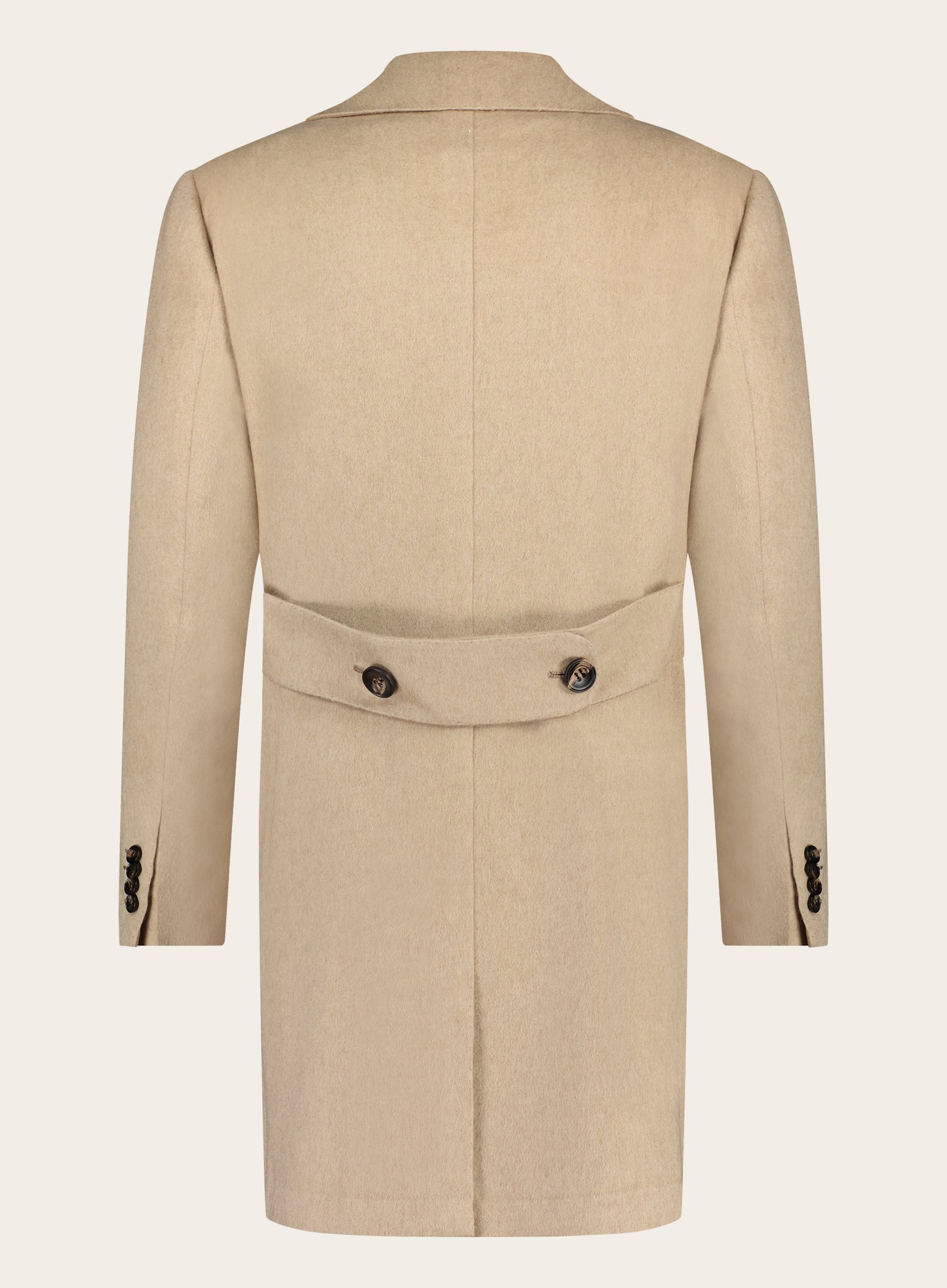 Regular-fit double breasted mantel van wol, cashmere en zijde | Beige