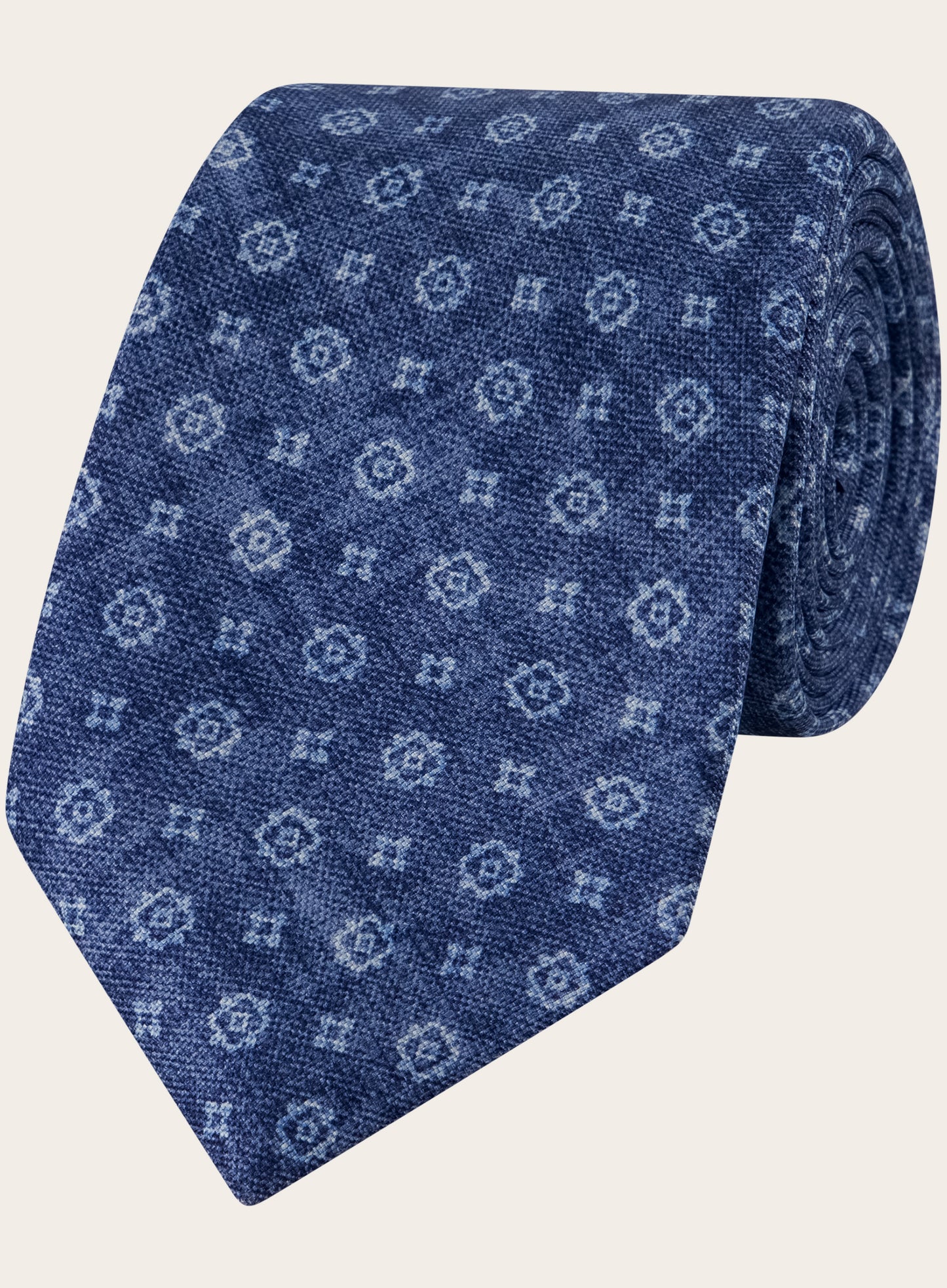 Stropdas van zijde met medaillonprint | Blauw