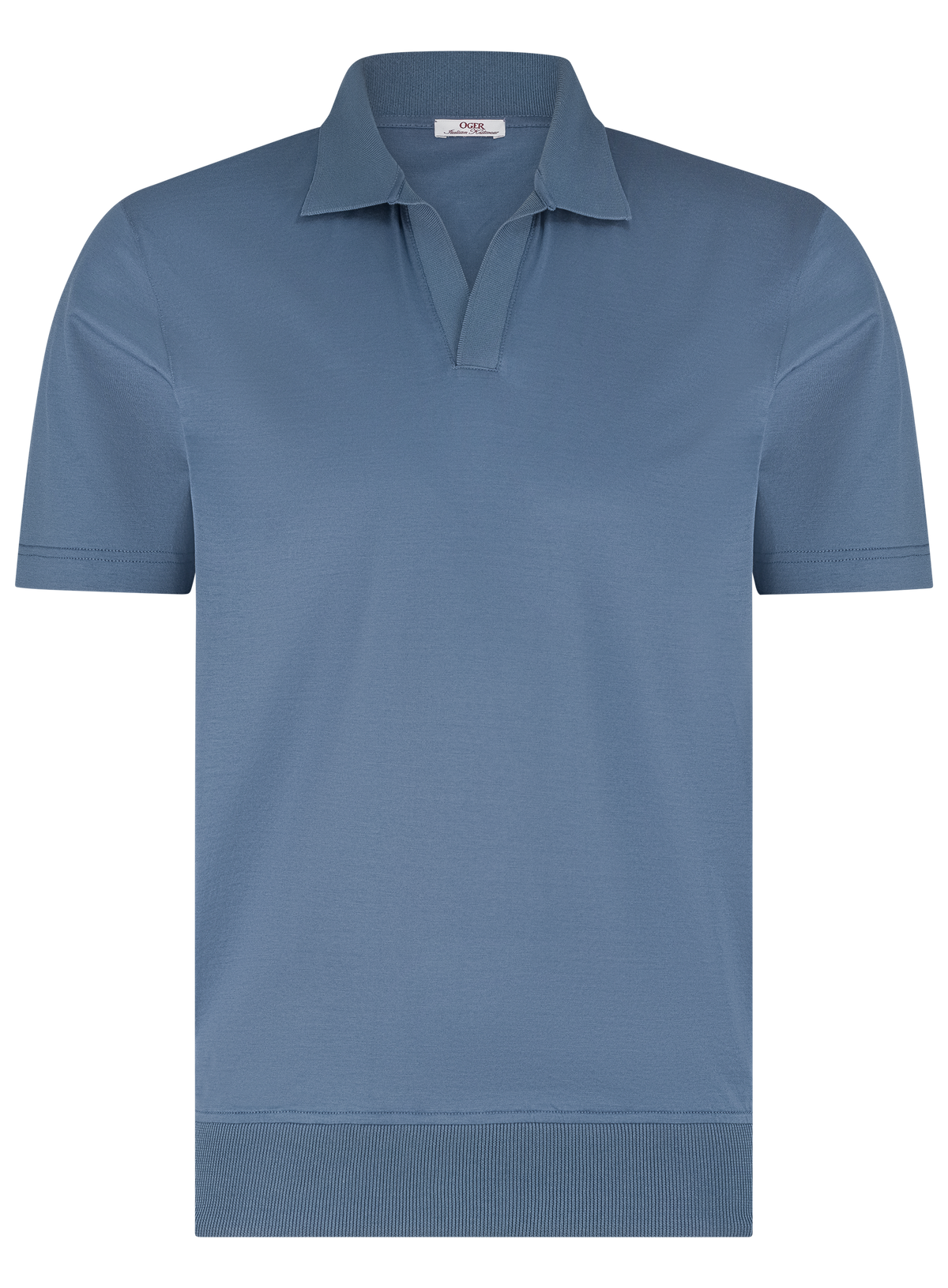 Buttonless polo van katoen | MID.BLAUW