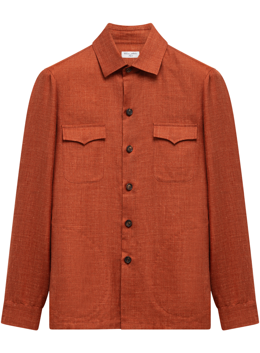Handgemaakt overshirt van cashmere, zijde en linnen | Roest
