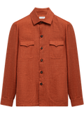 Handgemaakt overshirt van cashmere, zijde en linnen | Roest