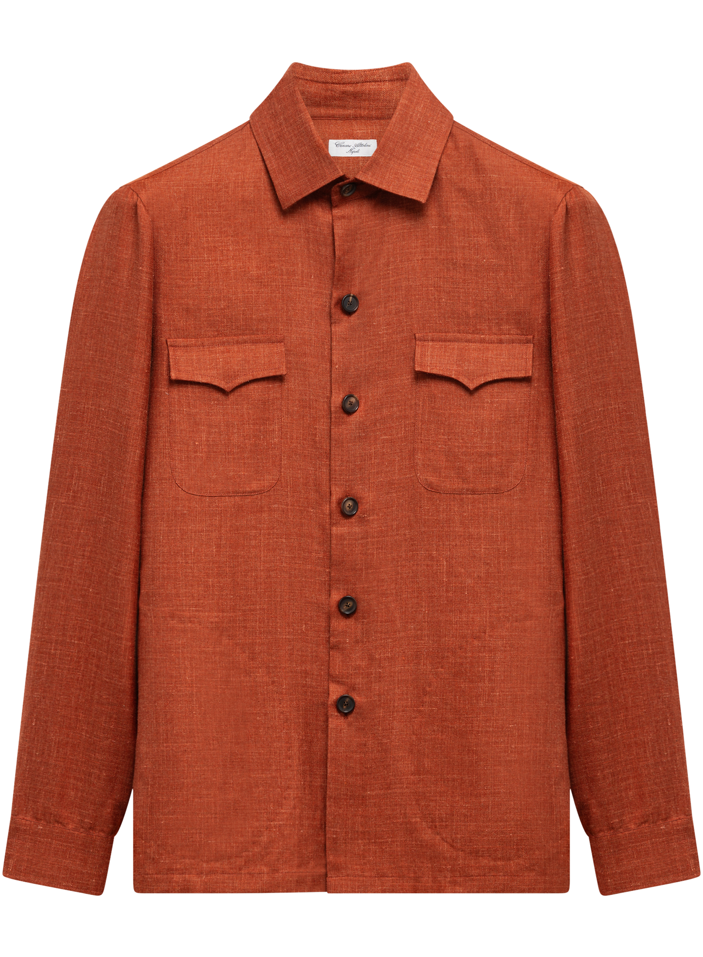 Handgemaakt overshirt van cashmere, zijde en linnen | Roest