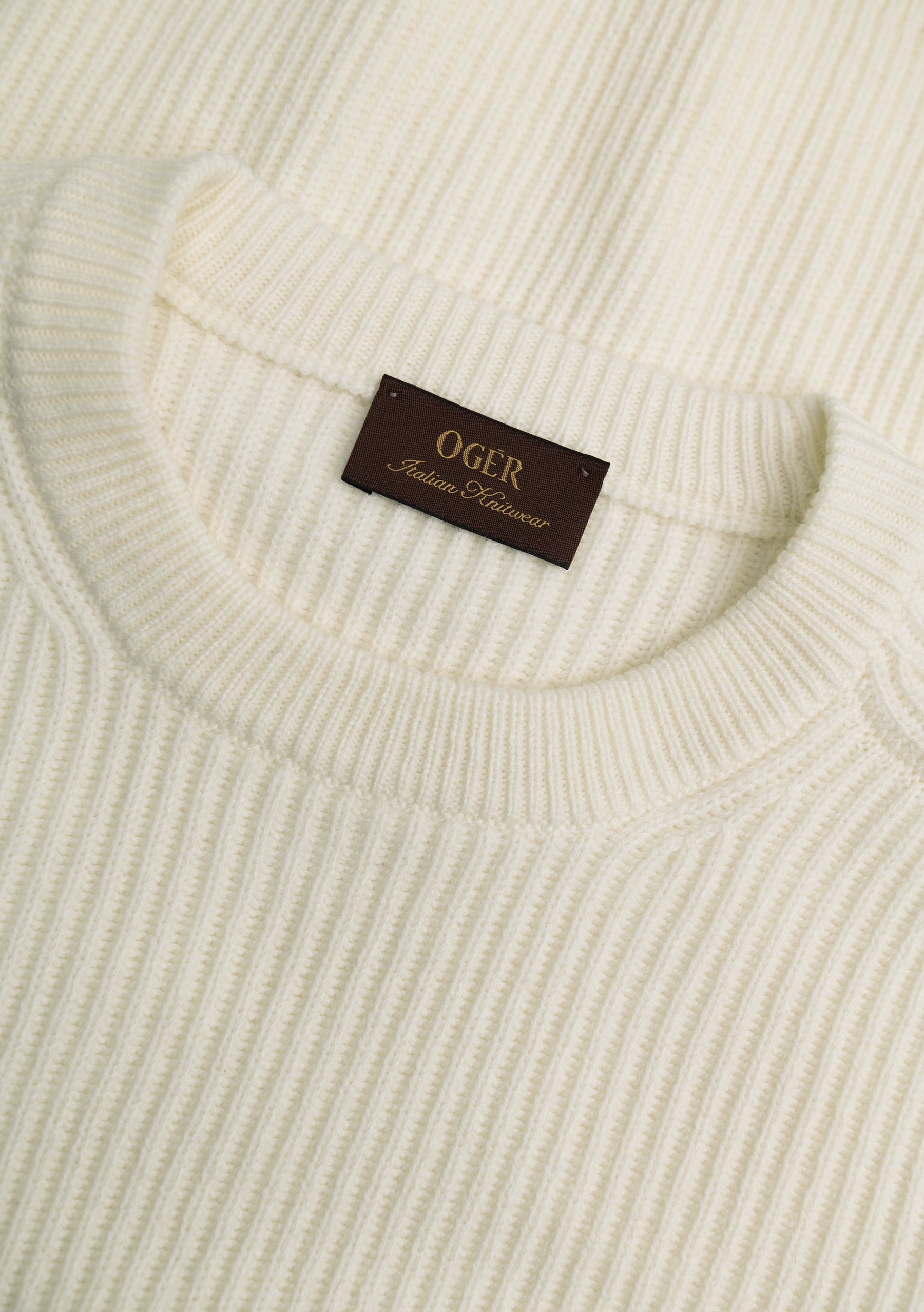 Corduroy crewneck van wol en cashmere | FULL_WIDTH | Wit