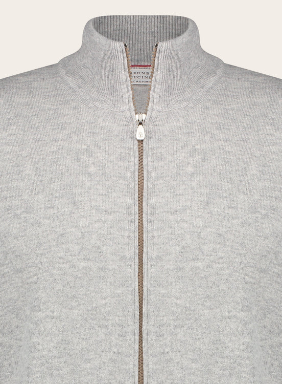 Slim-fit ritsvest van cashmere | Grijs