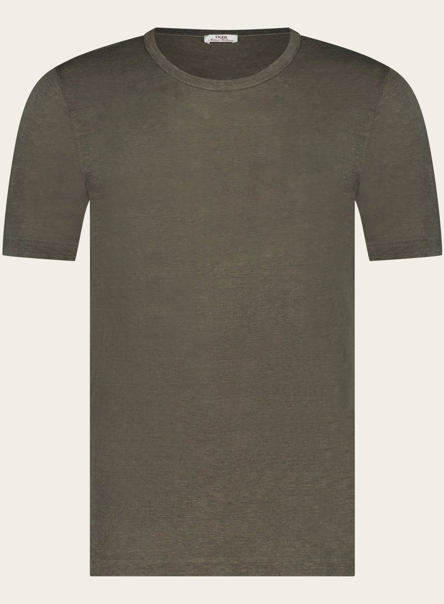 Slim-fit linnen T-shirt | Groen