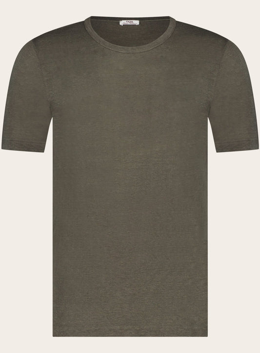 Slim-fit linnen T-shirt | Groen